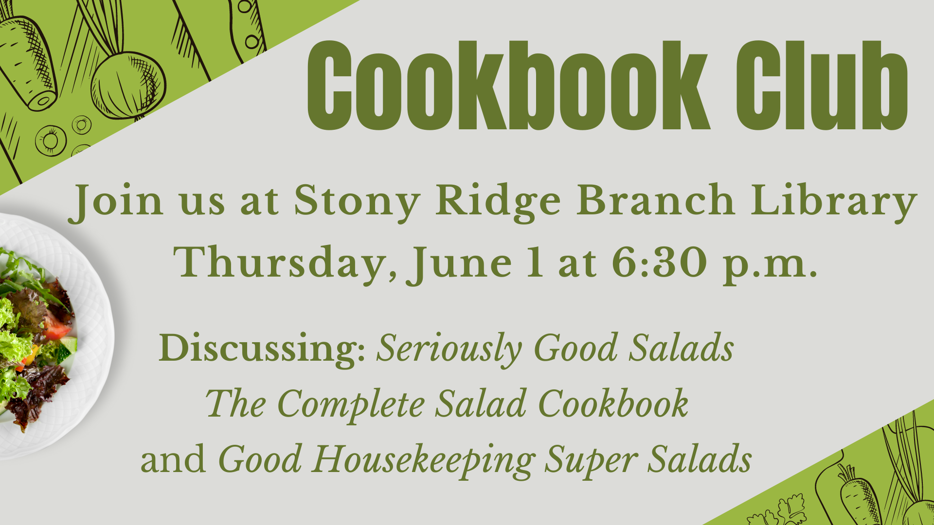 Cookbook Club June 1 at Stony Ridge Branch Library