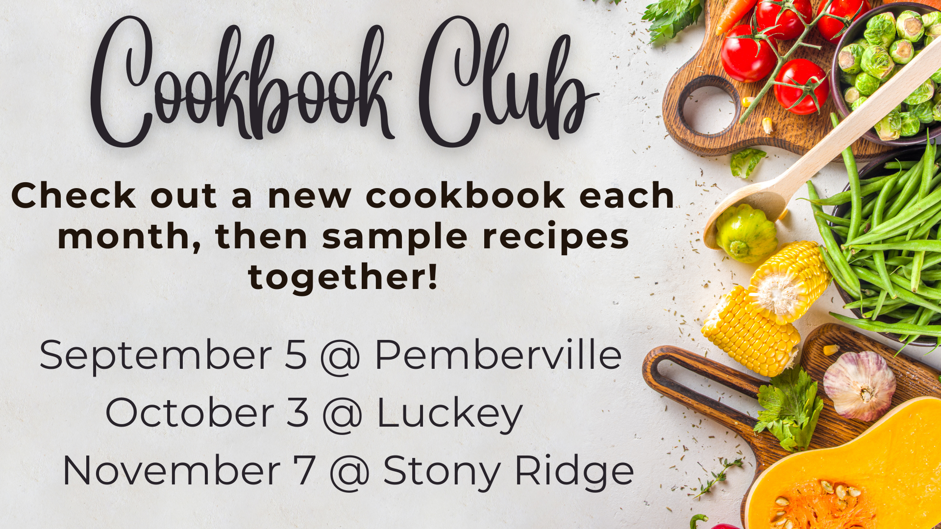 Cookbook Club dates